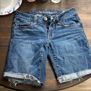 American Eagle Outfitters Women's Distressed Blue Jean Shorts